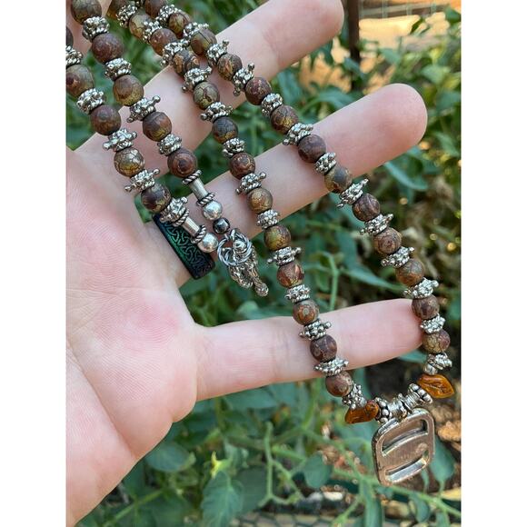 Hand Crafted Earth Tone Beaded Necklace - Picture 8 of 10